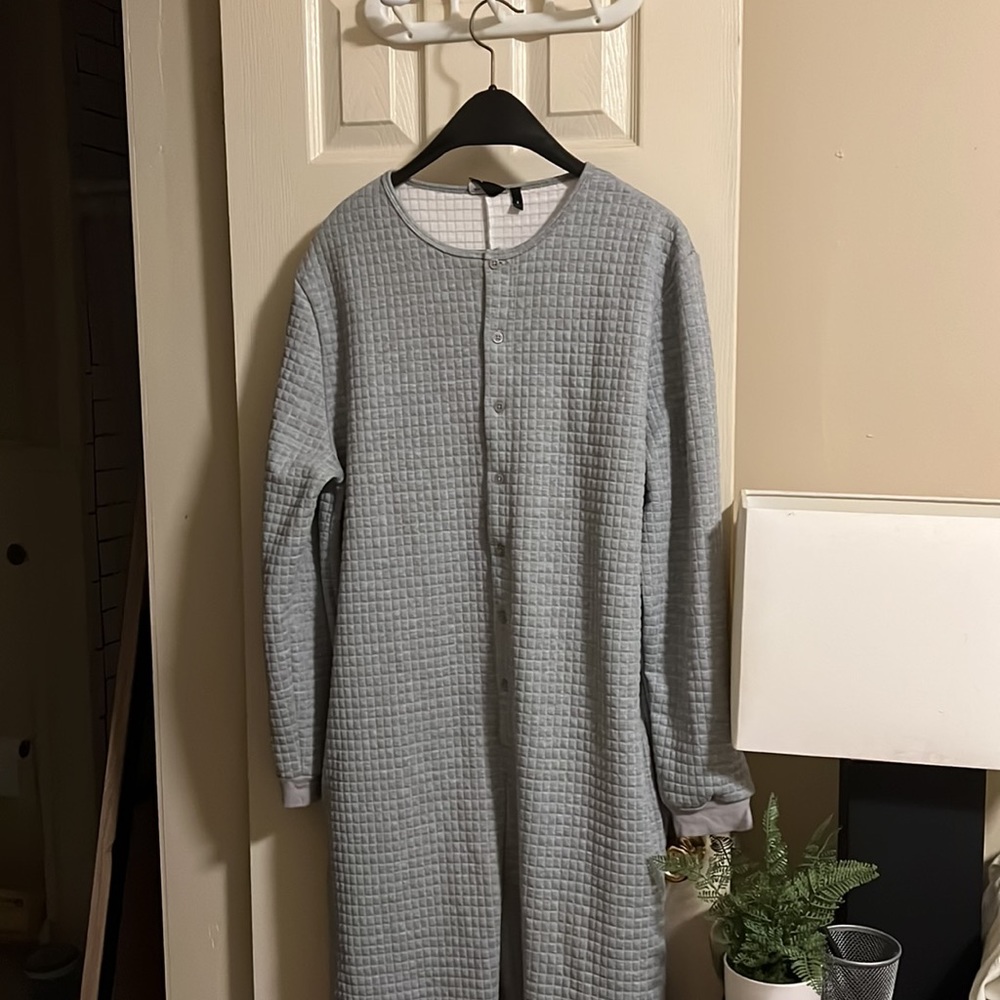 COPY - ASOS DESIGN Quilted One Piece Pajamas, no feet, Grey, Medium